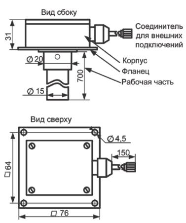 Габаритные пазмеры датчика