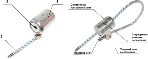 Рис.1. Схема запорно-пломбировочного устройства "Варта-Универсал М"