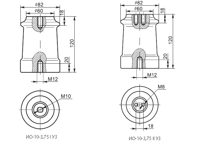 Рис.1.1. СХематическое изображение изолятора ИО-10-3,75